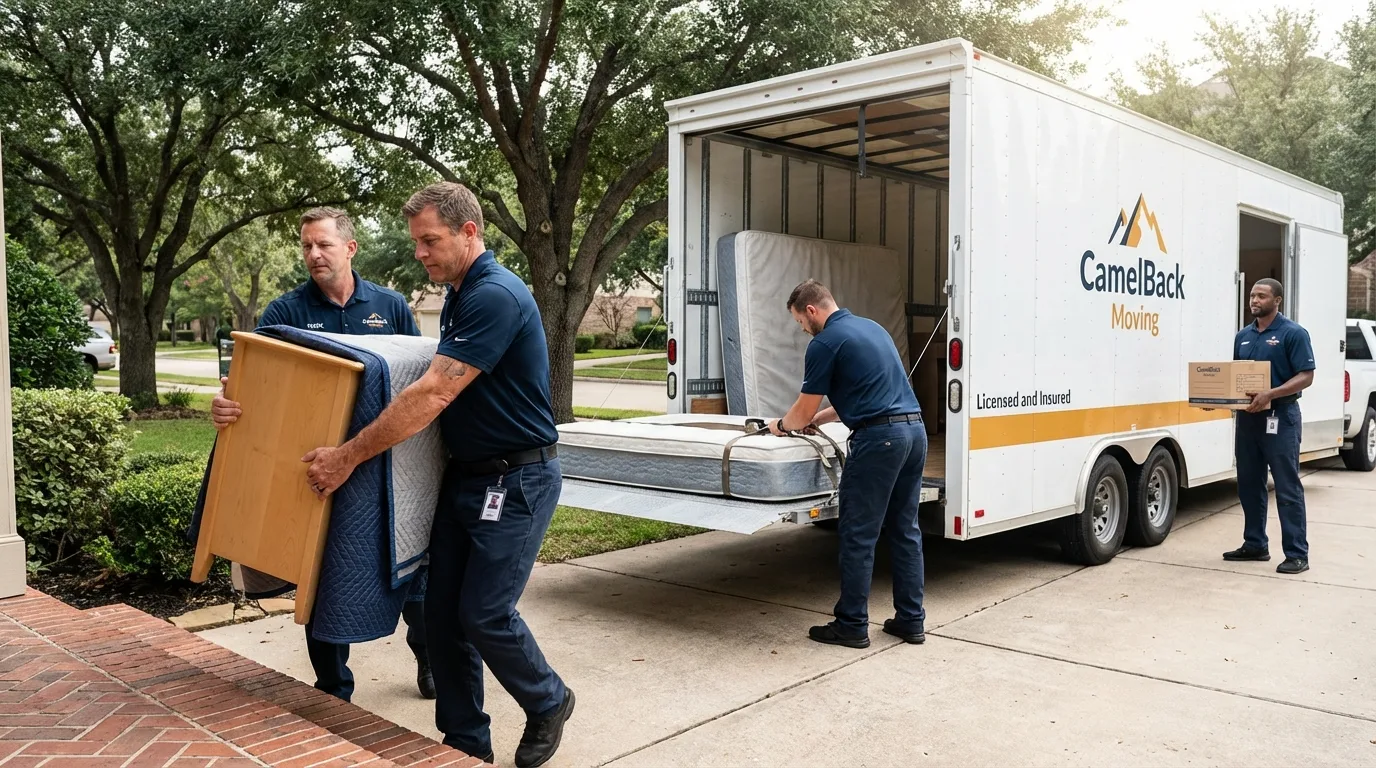 Crew loading residential truck for cross-state move from Glen Alpine, NC