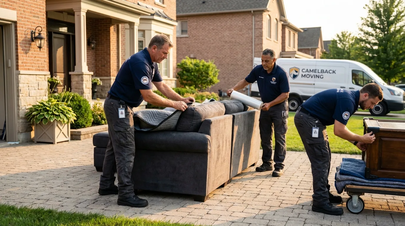 Large estate moving crew wrapping furniture in Glen Alpine, NC