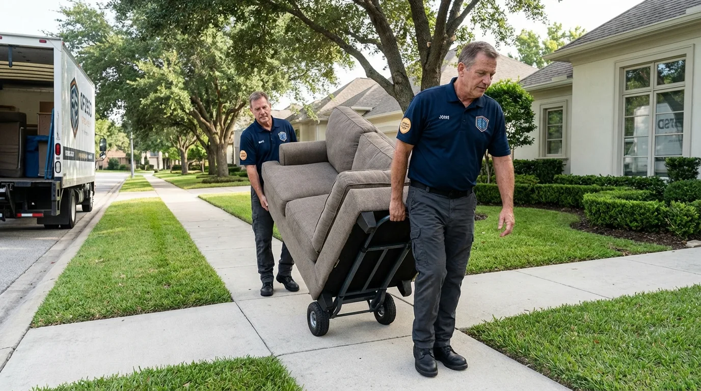 Local residential moving crew loading furniture in Glen Alpine, NC